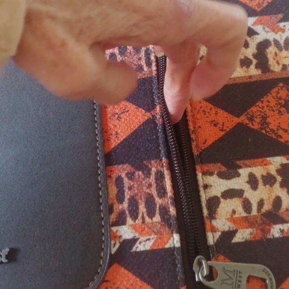 Montana West Vibrant Orange and Brown Tote - Picture 9 of 11